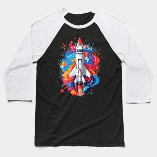 Space Rocket Launch Baseball T-Shirt